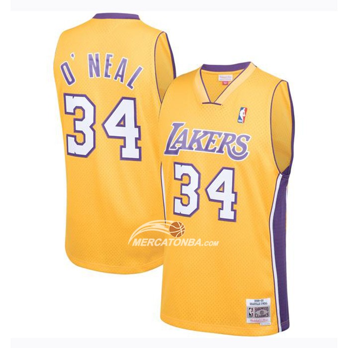 Maglia Los Angeles Lakers Shaquille O'neal Mitchell & Ness 1999-00 Giallo